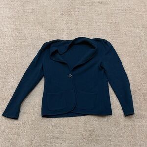 Talbots Dark Navy Knit Shawl-Collar Blazer